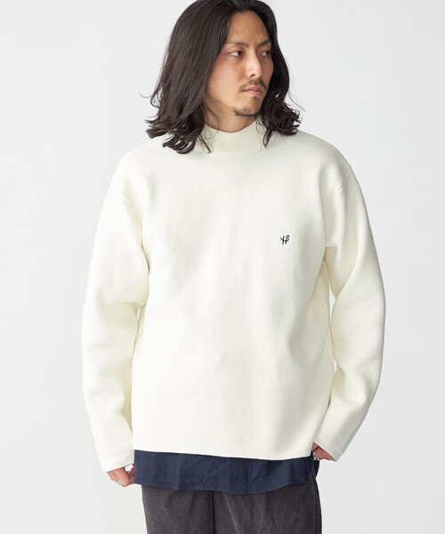 SHIPS（シップス）の「*SHIPS: 〈手洗い可能〉 ワンポイント ロゴ ソリッド / ボーダー ミラノリブ モックネック ニット（ニット/セーター・メンズ・チャコールグレー/ブラック/ネイビー/グリーン/ナチュラル・SMALL/MEDIUM/LARGE）」の3枚目の写真