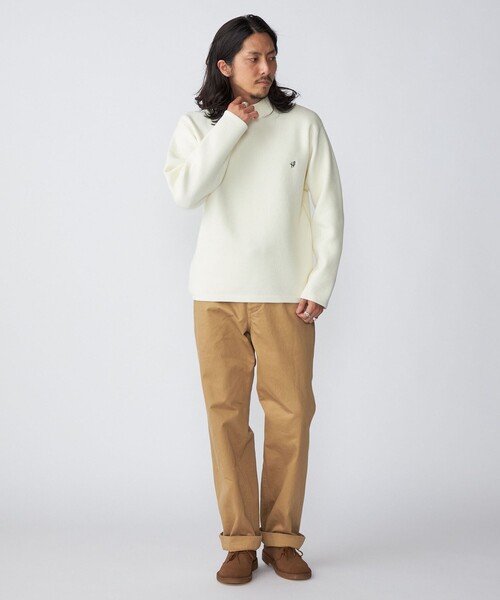 SHIPS（シップス）の「*SHIPS: 〈手洗い可能〉 ワンポイント ロゴ ソリッド / ボーダー ミラノリブ モックネック ニット（ニット/セーター・メンズ・チャコールグレー/ブラック/ネイビー/グリーン/ナチュラル・SMALL/MEDIUM/LARGE）」の7枚目の写真