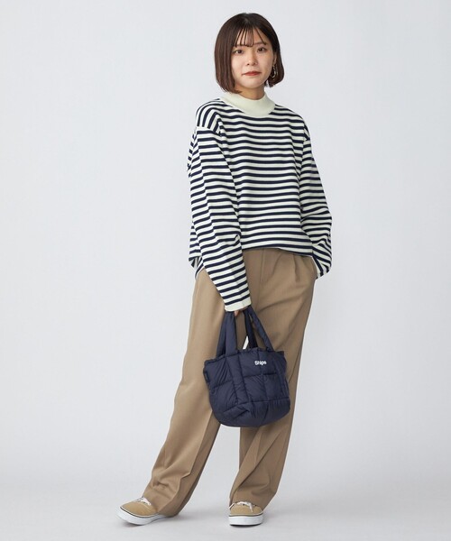 SHIPS（シップス）の「*SHIPS: 〈手洗い可能〉 ワンポイント ロゴ ソリッド / ボーダー ミラノリブ モックネック ニット（ニット/セーター・メンズ・チャコールグレー/ブラック/ネイビー/グリーン/ナチュラル・SMALL/MEDIUM/LARGE）」の15枚目の写真