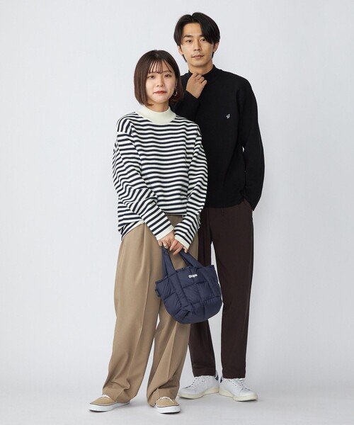 SHIPS（シップス）の「*SHIPS: 〈手洗い可能〉 ワンポイント ロゴ ソリッド / ボーダー ミラノリブ モックネック ニット（ニット/セーター・メンズ・チャコールグレー/ブラック/ネイビー/グリーン/ナチュラル・SMALL/MEDIUM/LARGE）」の16枚目の写真