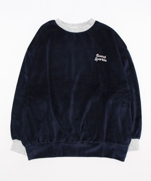 INGNI(イング)の「ベロアクルーネック配色プルオーバー(Tシャツ/カットソー・レディース・オートミール/ネイビー/グリーン・M)」の2枚目の写真