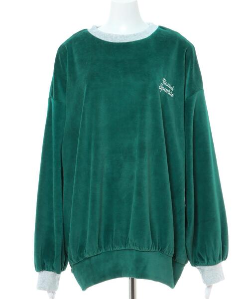 INGNI(イング)の「ベロアクルーネック配色プルオーバー(Tシャツ/カットソー・レディース・オートミール/ネイビー/グリーン・M)」の8枚目の写真