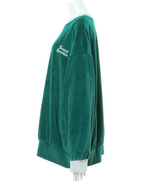 INGNI(イング)の「ベロアクルーネック配色プルオーバー(Tシャツ/カットソー・レディース・オートミール/ネイビー/グリーン・M)」の4枚目の写真