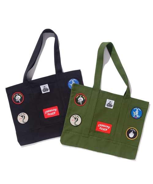 XLARGE(エクストララージ)の「XLARGE×CRAWLING DEATH 91 TOTE BAG(トートバッグ・メンズ・ブラック/オリーブ・ONE SIZE)」の3枚目の写真