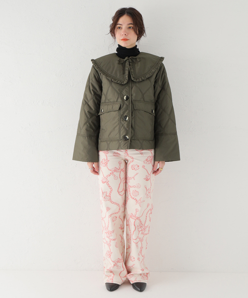 GANNI（ガニー）の「【GANNI / ガニー】 Recycled Ripstop Quilt Frill Colla：ブルゾン（ブルゾン・レディース・ホワイト/カーキ・FREE）」の18枚目の写真