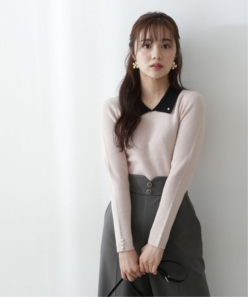 PROPORTION BODY DRESSING（プロポーションボディドレッシング）の「襟付きパールニット / 1212270029（ニット/セーター・レディース・ブラック/ベージュ/ブルー・SMALL/MEDIUM）」の3枚目の写真