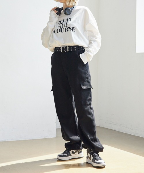 PBLIM（ページボーイリム）の「PAGEBOYLIM/ライトタッチロゴロンT（Tシャツ/カットソー・レディース・オフホワイト/ブラック・MEDIUM/LARGE）」の3枚目の写真