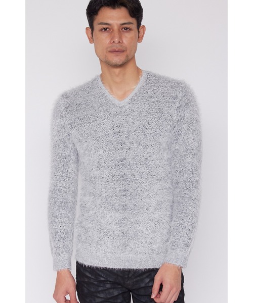 TORNADO MART（トルネードマート）の「TORNADO MART∴ワイルドフェザーリンクスVネックニット（ニット/セーター・メンズ・ブラック/ブラウン/グリーン/ホワイト・M/L/LL）」の2枚目の写真