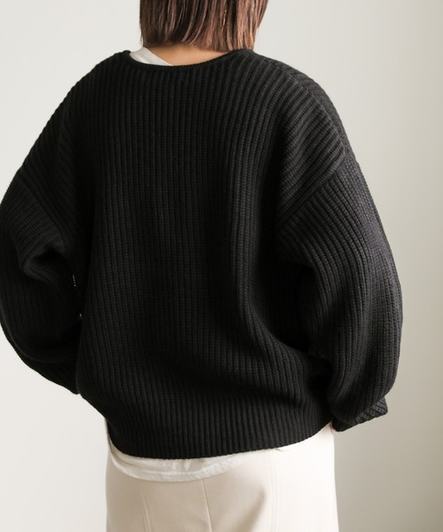 select MOCA(セレクトモカ)の「キーネックミックス編みプルオーバー(ニット/セーター・レディース・グレイッシュベージュ/ブラック・FREE)」の8枚目の写真