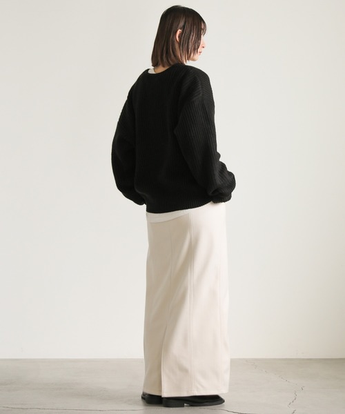 select MOCA(セレクトモカ)の「キーネックミックス編みプルオーバー(ニット/セーター・レディース・グレイッシュベージュ/ブラック・FREE)」の10枚目の写真