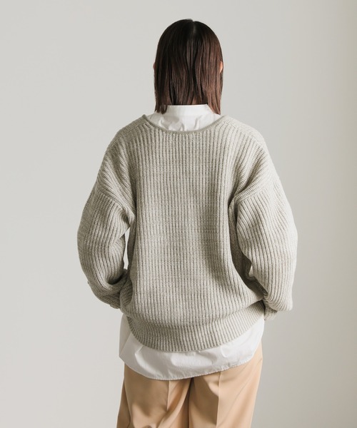 select MOCA(セレクトモカ)の「キーネックミックス編みプルオーバー(ニット/セーター・レディース・グレイッシュベージュ/ブラック・FREE)」の13枚目の写真