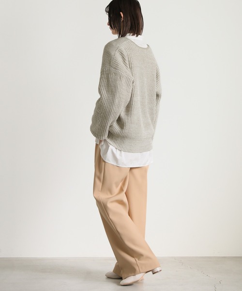 select MOCA(セレクトモカ)の「キーネックミックス編みプルオーバー(ニット/セーター・レディース・グレイッシュベージュ/ブラック・FREE)」の16枚目の写真
