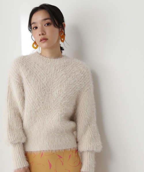 NATURAL BEAUTY BASIC(ナチュラルビューティーベーシック)の「リリヤーンニット(ニット/セーター・レディース・パープル/ベージュ/ダークブルー・MEDIUM)」の1枚目の写真