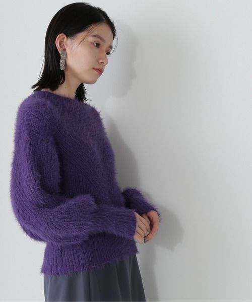 NATURAL BEAUTY BASIC(ナチュラルビューティーベーシック)の「リリヤーンニット(ニット/セーター・レディース・パープル/ベージュ/ダークブルー・MEDIUM)」の3枚目の写真