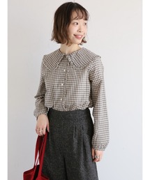 ehka sopo | チェックビッグ襟ブラウス(シャツ/ブラウス)