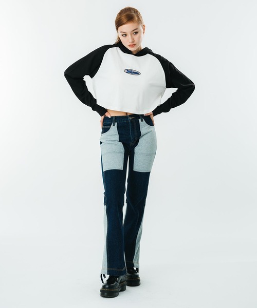 X-girl（エックスガール）の「HOODED RAGLAN L/S TEE（パーカー・レディース・ブラック/グリーン/バーガンディー・S/M）」の9枚目の写真