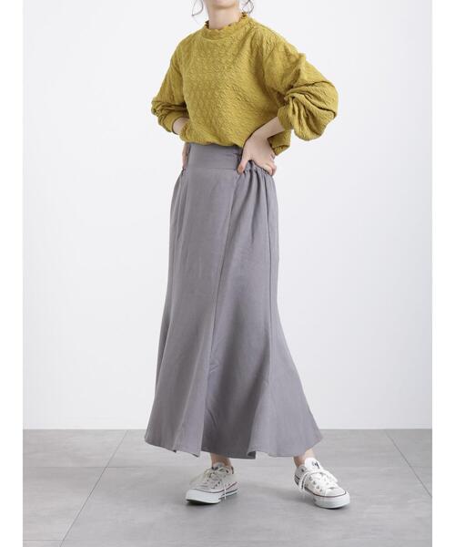 Samansa Mos2 blue（サマンサモスモスブルー）の「マーメイドフレアスカート（スカート・レディース・グレー/イエロー/ブラック・ﾌﾘ-）」の5枚目の写真