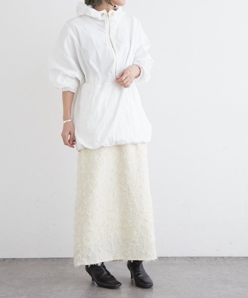 Omekashi(オメカシ)の「【オケージョンにも対応◎】フリンジジャガードスカート(スカート・レディース・オフホワイト/ブラック・FREE)」の8枚目の写真