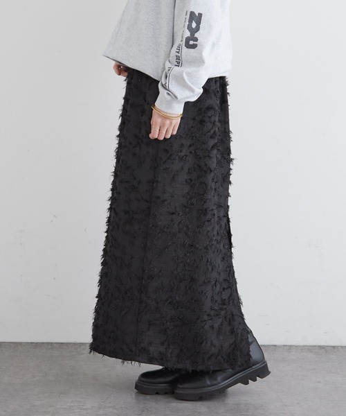 Omekashi(オメカシ)の「【オケージョンにも対応◎】フリンジジャガードスカート(スカート・レディース・オフホワイト/ブラック・FREE)」の20枚目の写真