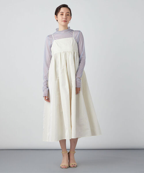 NOLLEY’S Sophi（ノーリーズソフィ）の「ウォッシャブルシャンブレータフタキャミワンピース（ワンピース・レディース・オフホワイト/ブラック・38）」の3枚目の写真