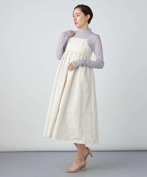 NOLLEY’S Sophi（ノーリーズソフィ）の「ウォッシャブルシャンブレータフタキャミワンピース（ワンピース・レディース・オフホワイト/ブラック・38）」の5枚目の写真