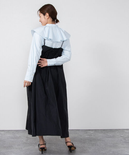 NOLLEY’S Sophi（ノーリーズソフィ）の「ウォッシャブルシャンブレータフタキャミワンピース（ワンピース・レディース・オフホワイト/ブラック・38）」の12枚目の写真
