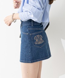 Chico | 【2023SS/サイズ展開あり】ポケット刺繍入台形デニムミニスカート(デニムスカート)
