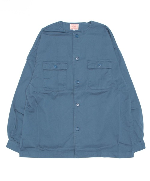 BIG MIKE（ビッグマイク）の「BIG MIKE ビックマイク/ NO COLLARE TWIL SHIRT JKT 長袖ノーカラーシャツジャケット // 102315400（ノーカラージャケット・メンズ・グレイッシュブルー/ミント/クリーム・MEDIUM/LARGE/X-LARGE）」の13枚目の写真