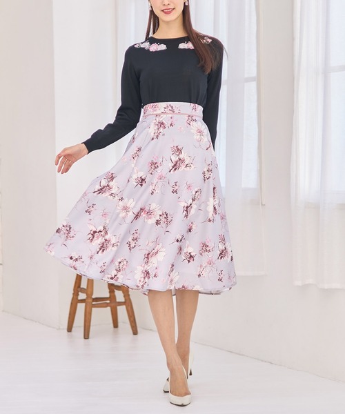 tocco closet（トッコ　クローゼット）の「パールビジュー付きフラワー刺繍ニットプルオーバー（ニット/セーター・レディース・ピンク/オフホワイト/ブラック・M）」の7枚目の写真