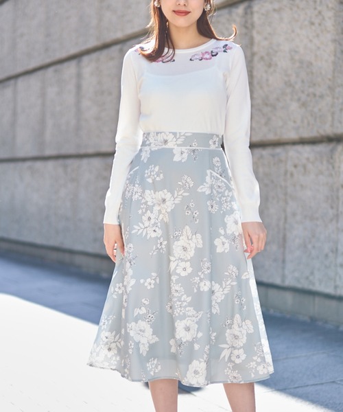 tocco closet（トッコ　クローゼット）の「パールビジュー付きフラワー刺繍ニットプルオーバー（ニット/セーター・レディース・ピンク/オフホワイト/ブラック・M）」の13枚目の写真