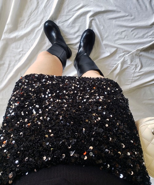 me+em select（ミームセレクト）の「スパンコールミニスカパン【 韓国製 】（スカート・レディース・ブラック/アイボリー/グレー・FREE）」の13枚目の写真