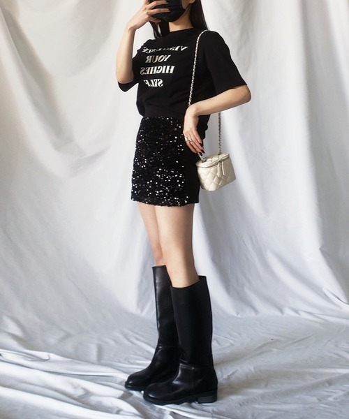 me+em select（ミームセレクト）の「スパンコールミニスカパン【 韓国製 】（スカート・レディース・ブラック/アイボリー/グレー・FREE）」の20枚目の写真