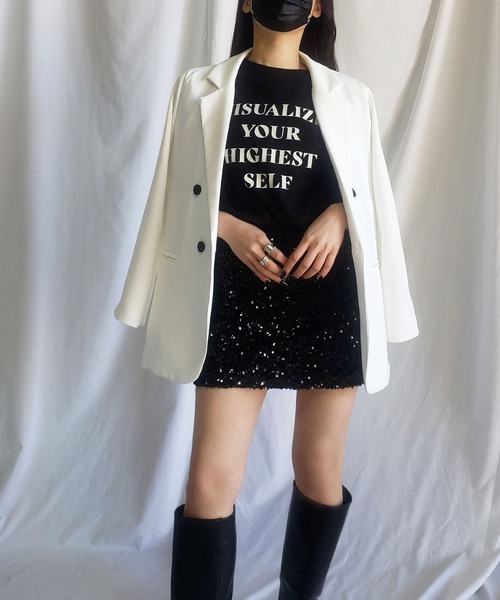 me+em select（ミームセレクト）の「スパンコールミニスカパン【 韓国製 】（スカート・レディース・ブラック/アイボリー/グレー・FREE）」の21枚目の写真