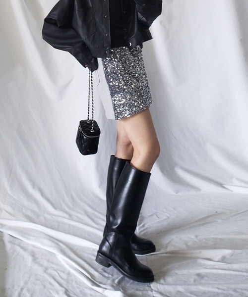 me+em select（ミームセレクト）の「スパンコールミニスカパン【 韓国製 】（スカート・レディース・ブラック/アイボリー/グレー・FREE）」の10枚目の写真