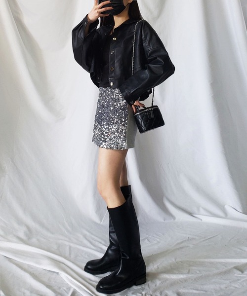 me+em select（ミームセレクト）の「スパンコールミニスカパン【 韓国製 】（スカート・レディース・ブラック/アイボリー/グレー・FREE）」の11枚目の写真