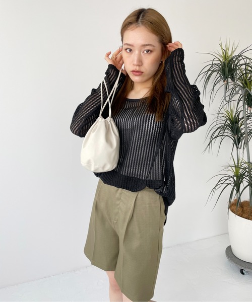 Meli rich（メリーリッチ）の「リネンライクハーフパンツ（その他パンツ・レディース・カーキ/ブラック/アイボリー・FREE）」の12枚目の写真