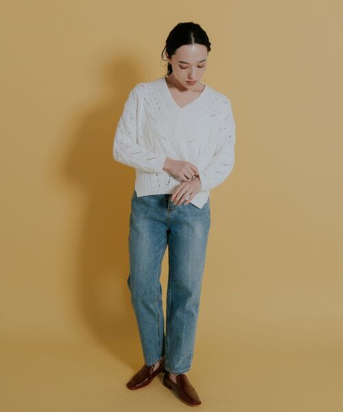 Kari & lili（カウリアンドリィリィ）の「cable knit PO（ニット/セーター・レディース・ホワイト/ブラック・FREE）」の13枚目の写真