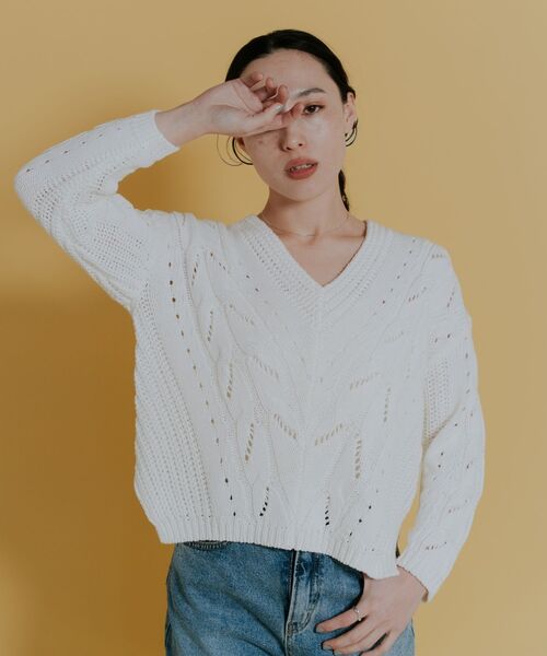 Kari & lili（カウリアンドリィリィ）の「cable knit PO（ニット/セーター・レディース・ホワイト/ブラック・FREE）」の17枚目の写真