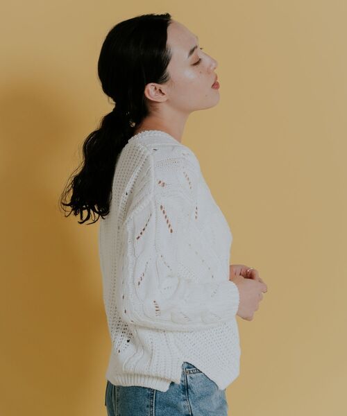 Kari & lili（カウリアンドリィリィ）の「cable knit PO（ニット/セーター・レディース・ホワイト/ブラック・FREE）」の12枚目の写真