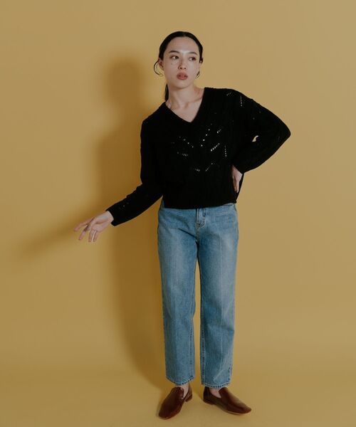 Kari & lili（カウリアンドリィリィ）の「cable knit PO（ニット/セーター・レディース・ホワイト/ブラック・FREE）」の10枚目の写真