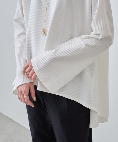 BEARDSLEY（ビアズリー）の「《ビアズリー》リブフレアカットソー（Tシャツ/カットソー・レディース・ホワイト/ブルー・FREE）」の12枚目の写真