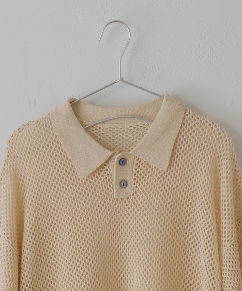 WHIMSIC（ウィムジック）の「【UNISEX】メッシュニットポロシャツ（ポロシャツ・メンズ・ブラック/オリーブ/アイボリー・FREE）」の10枚目の写真