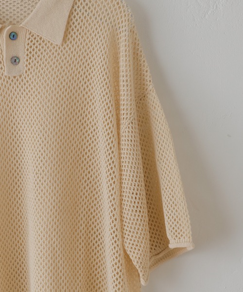 WHIMSIC（ウィムジック）の「【UNISEX】メッシュニットポロシャツ（ポロシャツ・メンズ・ブラック/オリーブ/アイボリー・FREE）」の11枚目の写真