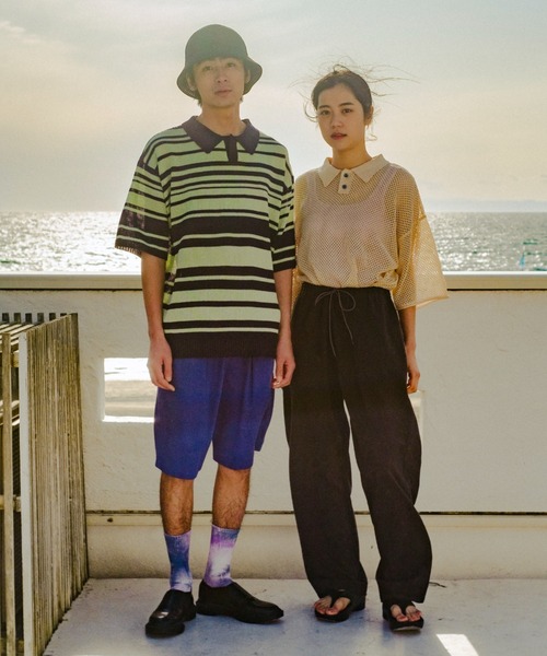 WHIMSIC（ウィムジック）の「【UNISEX】メッシュニットポロシャツ（ポロシャツ・メンズ・ブラック/オリーブ/アイボリー・FREE）」の4枚目の写真