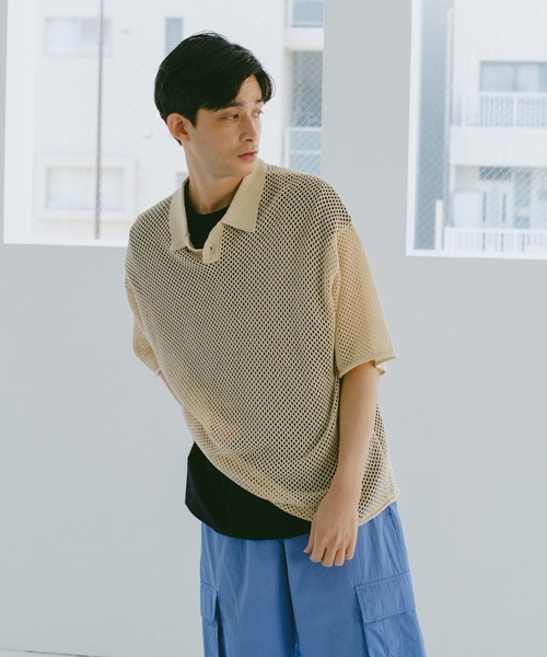 WHIMSIC（ウィムジック）の「【UNISEX】メッシュニットポロシャツ（ポロシャツ・メンズ・ブラック/オリーブ/アイボリー・FREE）」の19枚目の写真