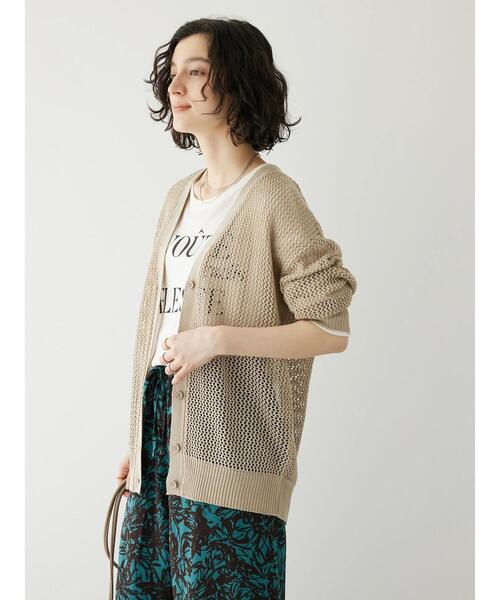 CRAFT STANDARD BOUTIQUE（クラフトスタンダードブティック）の「メッシュミドル丈カーデイガン（カーディガン/ボレロ・レディース・ブルー/ブラウン/ベージュ・FREE）」の4枚目の写真