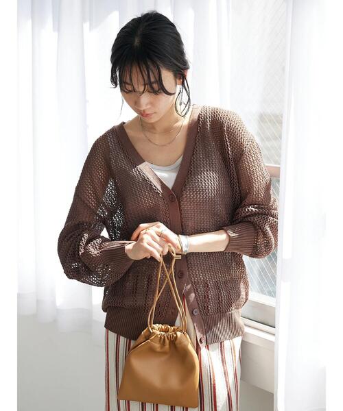 CRAFT STANDARD BOUTIQUE（クラフトスタンダードブティック）の「メッシュミドル丈カーデイガン（カーディガン/ボレロ・レディース・ブルー/ブラウン/ベージュ・FREE）」の5枚目の写真