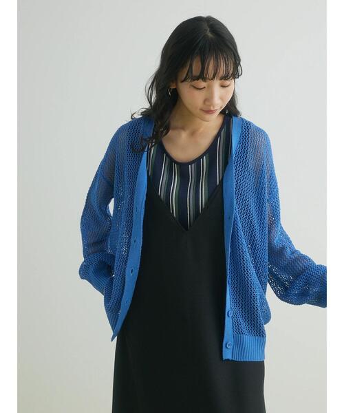 CRAFT STANDARD BOUTIQUE（クラフトスタンダードブティック）の「メッシュミドル丈カーデイガン（カーディガン/ボレロ・レディース・ブルー/ブラウン/ベージュ・FREE）」の7枚目の写真