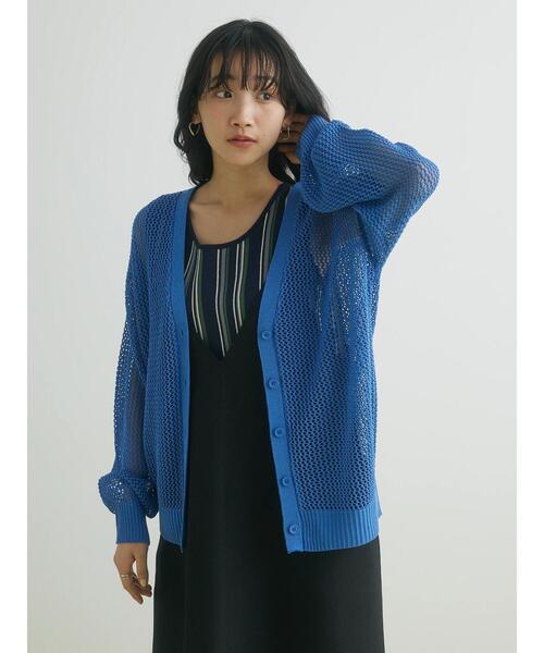 CRAFT STANDARD BOUTIQUE（クラフトスタンダードブティック）の「メッシュミドル丈カーデイガン（カーディガン/ボレロ・レディース・ブルー/ブラウン/ベージュ・FREE）」の8枚目の写真