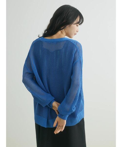 CRAFT STANDARD BOUTIQUE（クラフトスタンダードブティック）の「メッシュミドル丈カーデイガン（カーディガン/ボレロ・レディース・ブルー/ブラウン/ベージュ・FREE）」の9枚目の写真